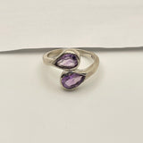 Sterling Silver Amethyst teardrop ring Size 8