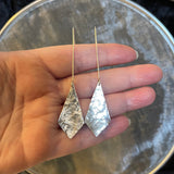 Handmade Hammered Sterling Silver Kite L Drop Earrings