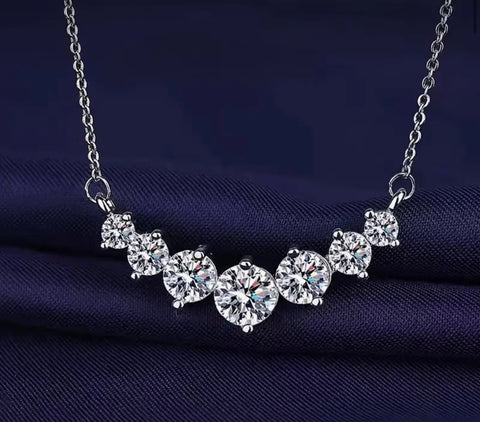 2.8 Ct Moissanite Diamond Solitaires Sterling Silver 18 Kt White Gold Plated Necklace