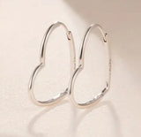 Sterling Silver Heart Hoop Earrings