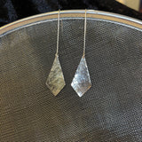 Handmade Hammered Sterling Silver Kite L Drop Earrings