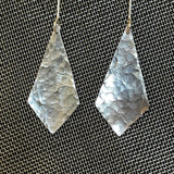 Sterling Silver Handmade Hammered Kite L Drop Earrings