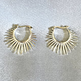 Sterling Silver Star Burst Hoop Earrings