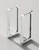 Sterling Silver Rectangle Hinged Hoop Earrings