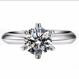 White Gold Vermeil Moissanite Diamond Solitaire Ring Size US7