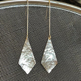 Sterling Silver Handmade Hammered Kite L Drop Earrings