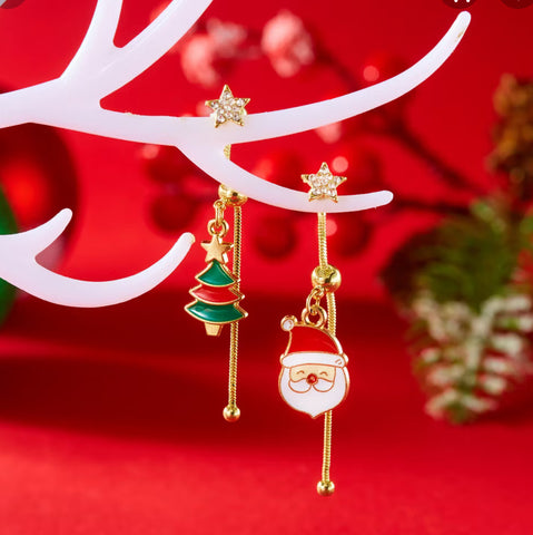 Christmas Asymmetric 3D Drop Earrings