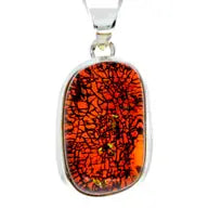 Sterling Silver & Genuine Cognac Baltic Amber Exclusive Unique Pendant -