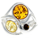 925 Sterling Silver & Baltic Amber Modern Designer Ring - (Mix / 8)