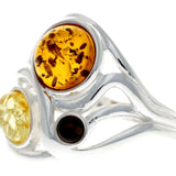 925 Sterling Silver & Baltic Amber Modern Designer Ring - (Mix / 8)