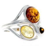 925 Sterling Silver & Baltic Amber Modern Designer Ring - (Mix / 8)