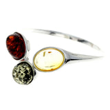 Sterling Silver & Baltic Amber 3 Stone Classic Ring (Mix / 9)