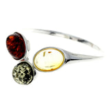 925 Sterling Silver & Baltic Amber 3 Stone Classic Ring (Mix / 9)