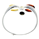 925 Sterling Silver & Baltic Amber 3 Stone Classic Ring (Mix / 9)