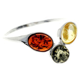 925 Sterling Silver & Baltic Amber 3 Stone Classic Ring (Mix / 9)