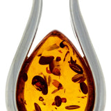 925 Sterling Silver & Baltic Amber Large Modern Pendant -