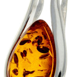 Sterling Silver & Baltic Amber Large Modern Pendant -