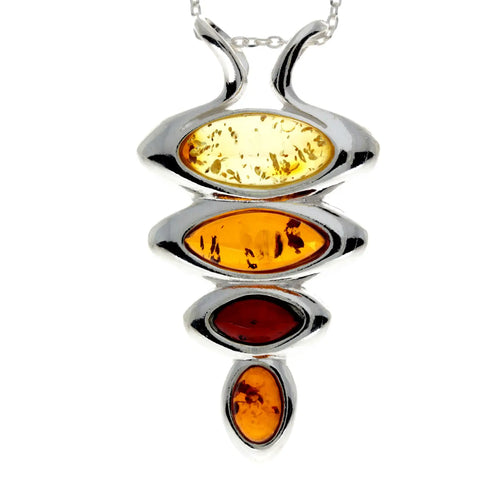 Sterling Silver & Baltic Amber Modern Designer Pendant - (Mix)