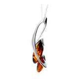 925 Sterling Silver & Genuine Baltic Amber Modern Pendant