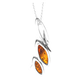 925 Sterling Silver & Genuine Baltic Amber Modern Pendant