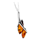 925 Sterling Silver & Genuine Baltic Amber Modern Pendant