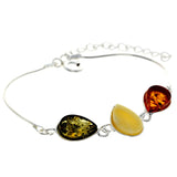 925 Sterling Silver & Baltic Amber Classic Adjustable Bracelet 20 cm