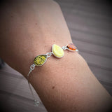 925 Sterling Silver & Baltic Amber Classic Adjustable Bracelet 20 cm