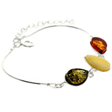 925 Sterling Silver & Baltic Amber Classic Adjustable Bracelet 20 cm