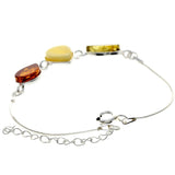 925 Sterling Silver & Baltic Amber Classic Adjustable Bracelet 20 cm