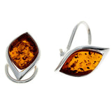 Sterling Silver & Baltic Amber Modern Clip On Earrings -  (Cognac)