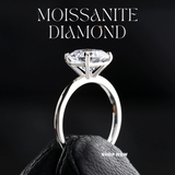 White Gold Vermeil Moissanite Diamond Solitaire Ring Size US7