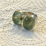 Sterling Silver Large Green Stone ring Size 7-8
