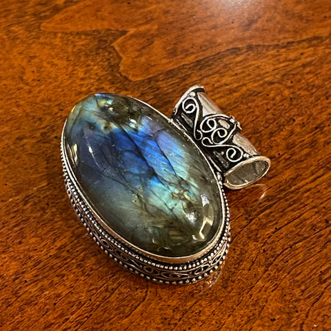 Large Oval Labradorite Pendant