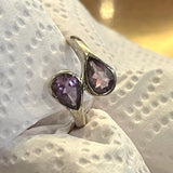 Sterling Silver Amethyst teardrop ring Size 8