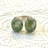 Sterling Silver Large Green Stone ring Size 7-8