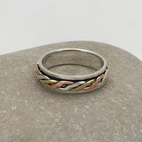 Sterling Silver Twist Celtic Silver Rose Gold Spinner Ring