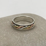 Twist Celtic Silver Gold Spinner Ring