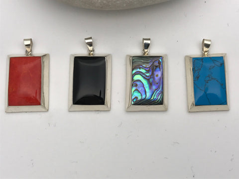 Rectangle Semi Precious Stone Pendant