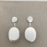 Oval Flat Stud Drop Earrings