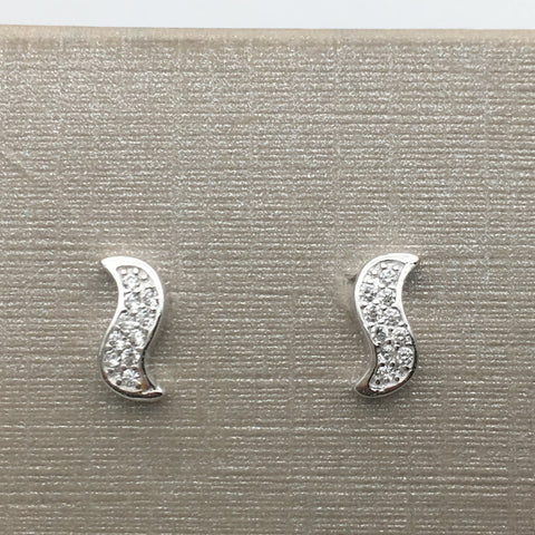 CZ S Shaped Stud Micro Pave Earrings