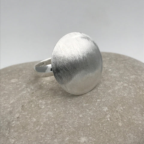 Round Brushed Silver Ring