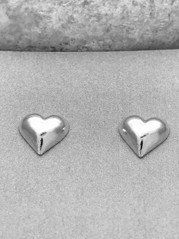 Silver Heart Stud Earrings