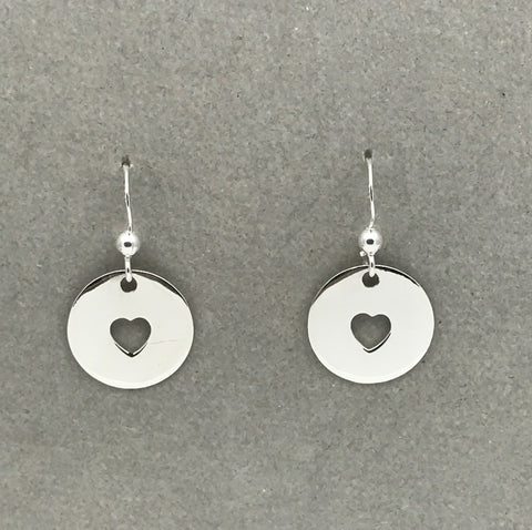 Circle Cut Out Heart Earrings