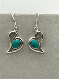 Curved Heart Drop Earrings with Stone