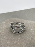 Sterling Silver Seven Band Overlap Ring