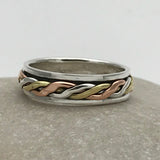 Sterling Silver Twist Celtic Silver Rose Gold Spinner Ring