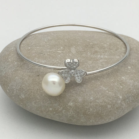 Shamrock Pearl CZ Cuff bracelet