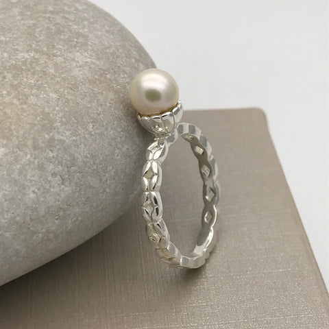 Etched Pearl Ring