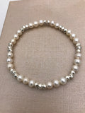 Pearl and Silver Nugget Three and Three Bracelet
