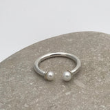 Dainty Double Pearl Wire Ring